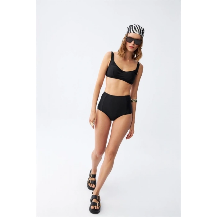 MARSiLYAN- Kadın Siyah Pedli Kare Yaka Yüksek Bel Bikini Takımı