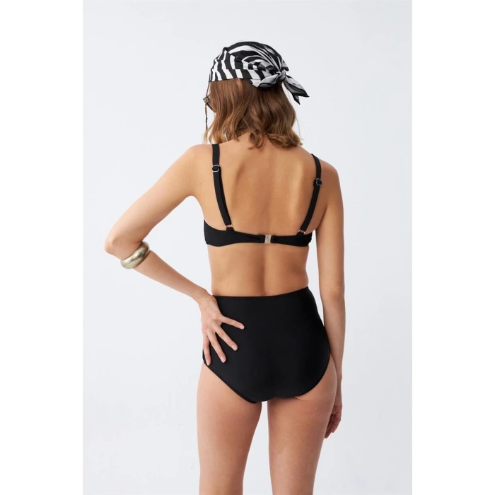 MARSiLYAN- Kadın Siyah Pedli Kare Yaka Yüksek Bel Bikini Takımı