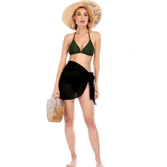 MARSiLYAN- Kadın Siyah Transparan Belden Bağlamalı Pareo