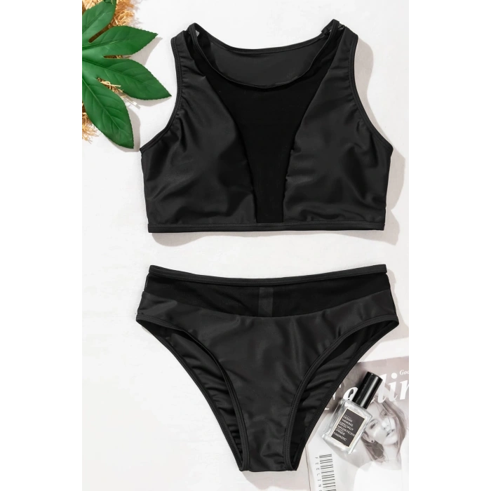MARSiLYAN- Kadın Siyah Tül Detaylı Yüksek Bel Sütyen Takımı