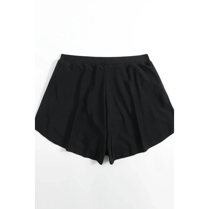 MARSiLYAN- Kadın Siyah Yırtmaçlı Etek Görünümlü Şık Deniz Şortu