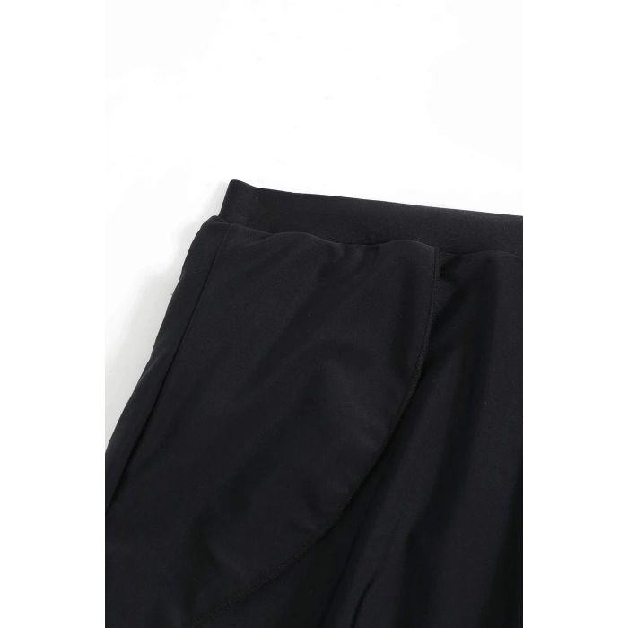 MARSiLYAN- Kadın Siyah Yırtmaçlı Etek Görünümlü Şık Deniz Şortu