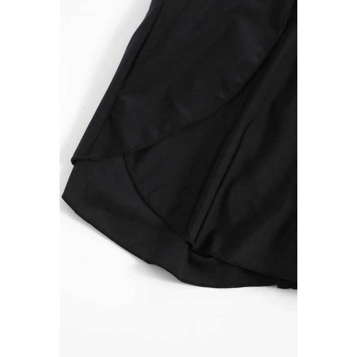 MARSiLYAN- Kadın Siyah Yırtmaçlı Etek Görünümlü Şık Deniz Şortu