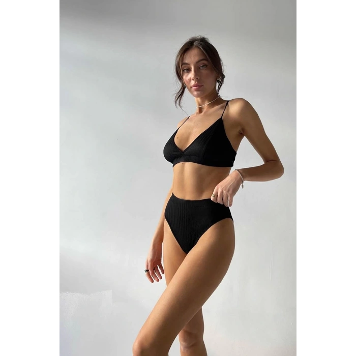 MARSiLYAN- Kadın Siyah Yüksek Bel Dolgusuz Slip Takım