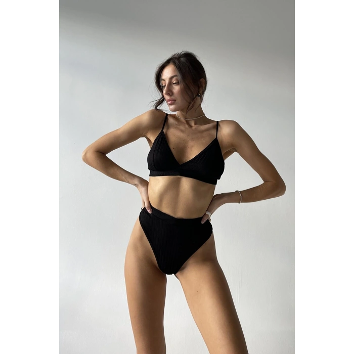 MARSiLYAN- Kadın Siyah Yüksek Bel Dolgusuz Slip Takım