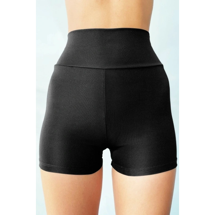 MARSiLYAN- Kadın Siyah Yüksek Bel Mini Deniz Şortu