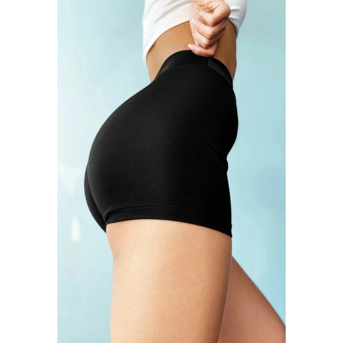 MARSiLYAN- Kadın Siyah Yüksek Bel Mini Deniz Şortu