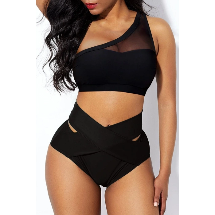 MARSiLYAN- Kadın Siyah Yüksel Bel Tül Detaylı Sütyen Külot Takımı