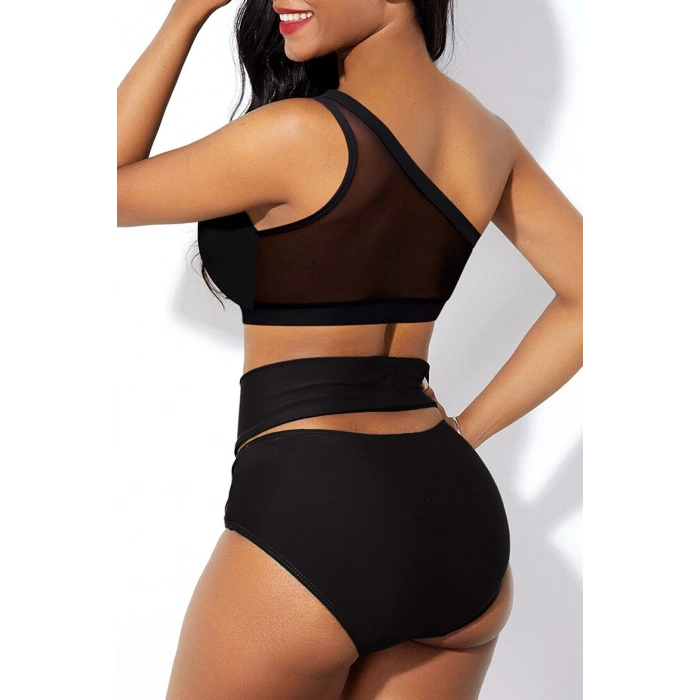 MARSiLYAN- Kadın Siyah Yüksel Bel Tül Detaylı Sütyen Külot Takımı