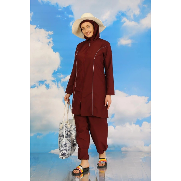 MARSiLYAN- Kadın Tam Tesettür Bordo Mayo