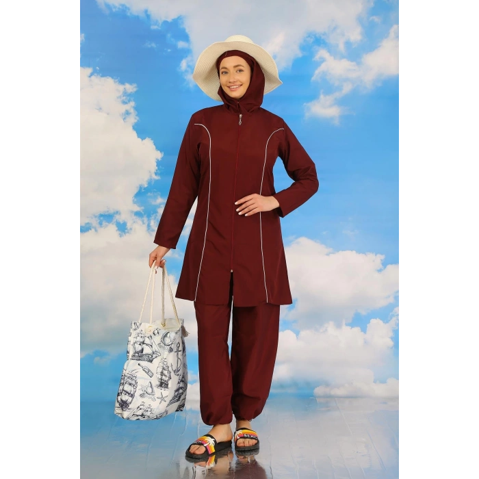 MARSiLYAN- Kadın Tam Tesettür Bordo Mayo