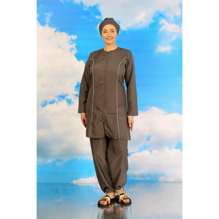 MARSiLYAN- Kadın Tam Tesettür Füme Mayo