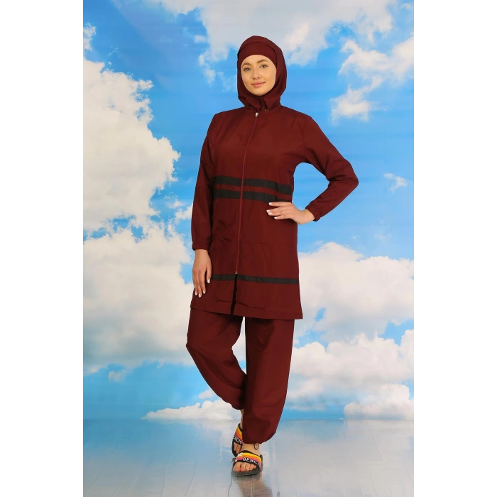 MARSiLYAN- Kadın Tam Tesettür Mayo Bordo