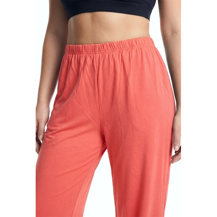 MARSiLYAN- Kadın Turuncu Dokulu Büyük Beden Cepli Pijama Altı Rahat Kesim Esnek Bel Günlük Ev Giyim Alt