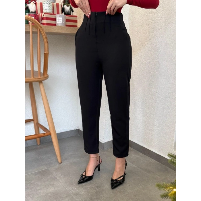 MARSiLYAN- Kadın üste Oturan Paçası Bilek üzerinde Biten Atlas Kumaş Pantolon 36 (S) - 48 (4XL)