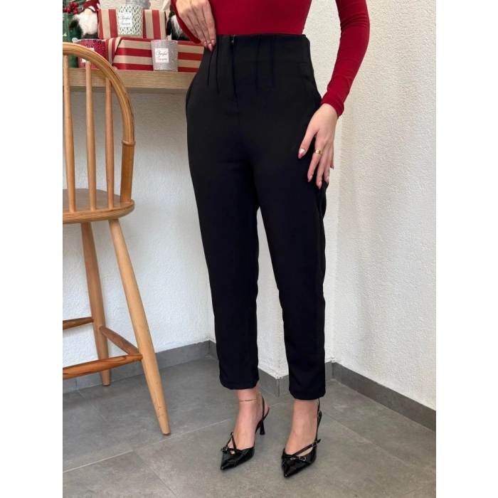 MARSiLYAN- Kadın üste Oturan Paçası Bilek üzerinde Biten Atlas Kumaş Pantolon 36 (S) - 48 (4XL)