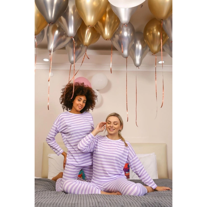 MARSiLYAN- Kadın Uzun Kol Penye Pijama Takım Lila