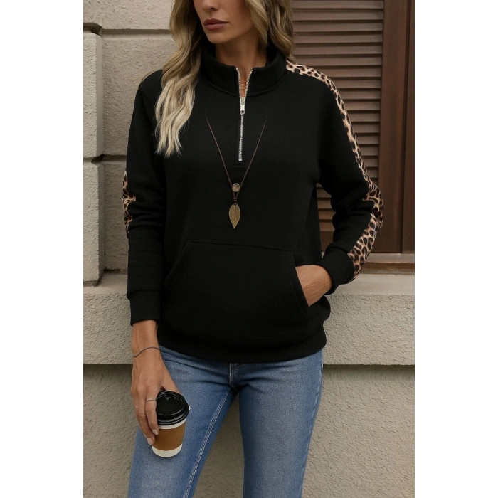 MARSiLYAN- Kadın Uzun Kollu Balıkçı Yaka önden Fermuarlı Polar Bluz