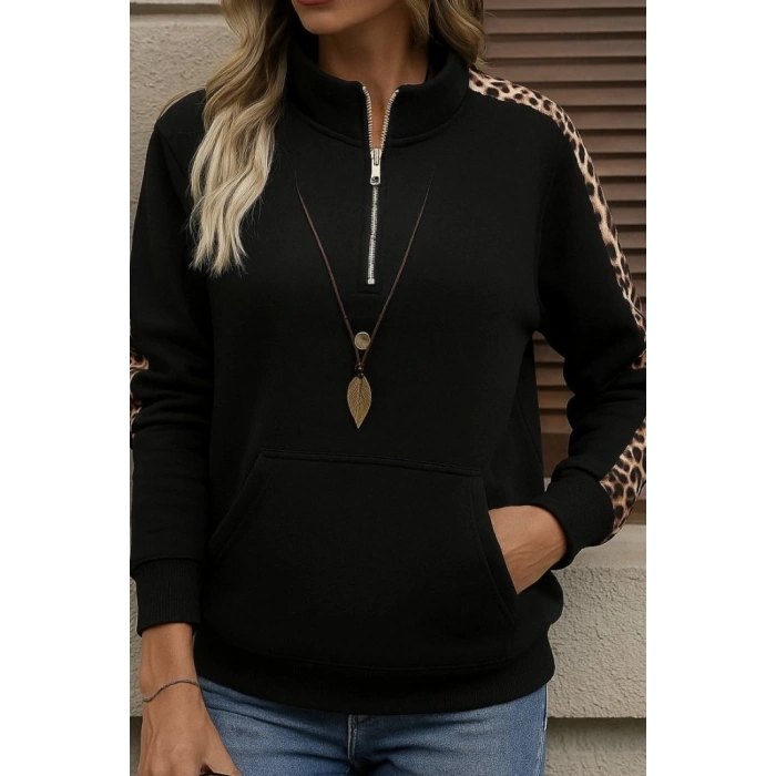 MARSiLYAN- Kadın Uzun Kollu Balıkçı Yaka önden Fermuarlı Polar Bluz