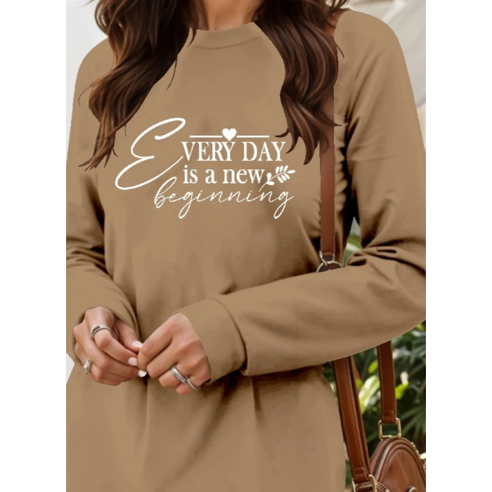 MARSiLYAN- Kadın Uzun Kollu Bisiklet Yaka Kısa Viskon Iki Iplik Elbise