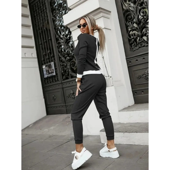 MARSiLYAN- Kadın Uzun Kollu Bisiklet Yaka önden Düğmeli şardonlu Kaşkorse Bluz Ve Pantolon Ikili Takım