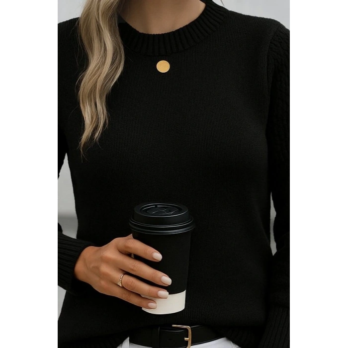 MARSiLYAN- Kadın Uzun Kollu Bisiklet Yaka Triko Bluz