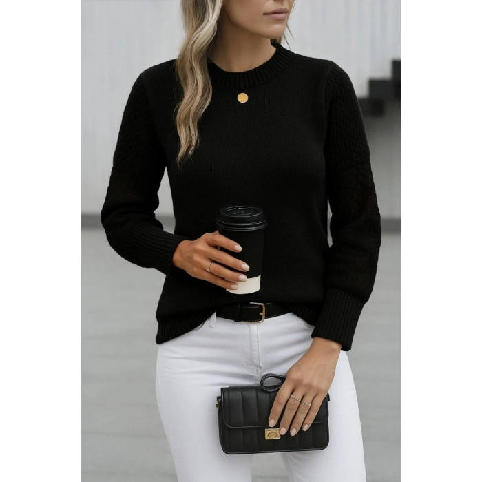 MARSiLYAN- Kadın Uzun Kollu Bisiklet Yaka Triko Bluz