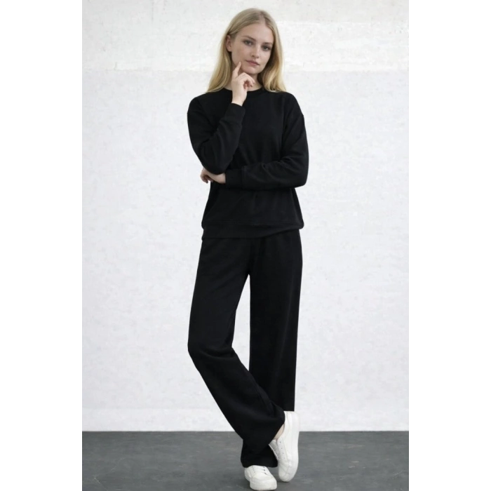 MARSiLYAN- Kadın Uzun Kollu Bisiklet Yaka Viskon Iki Iplik Bluz Ve Pantolon Ikili Takım