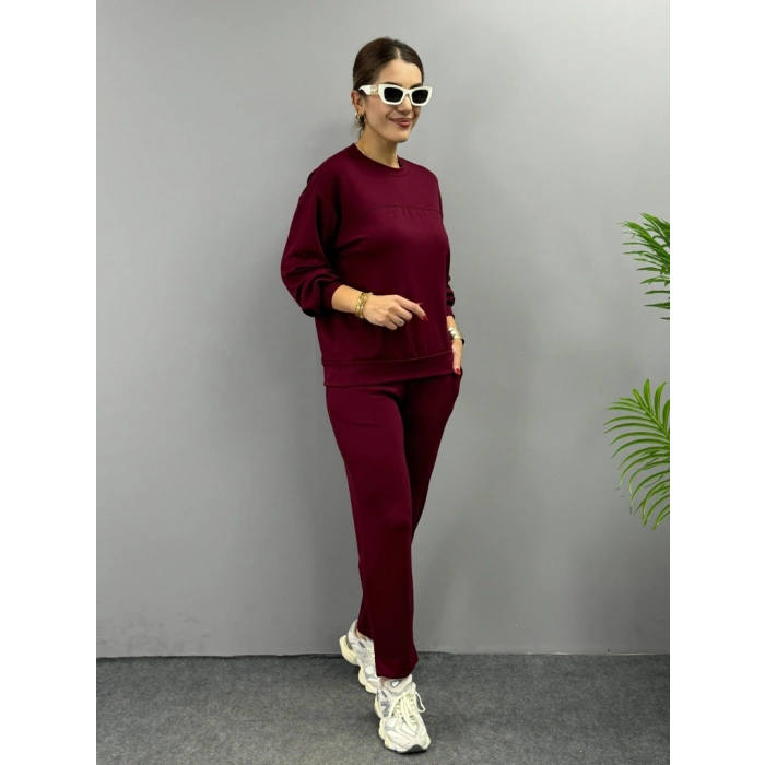 MARSiLYAN- Kadın Uzun Kollu Bisiklet Yaka Viskon Iki Iplik Bluz Ve Pantolon Ikili Takım