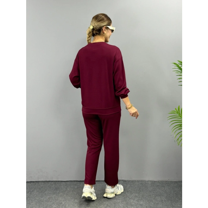 MARSiLYAN- Kadın Uzun Kollu Bisiklet Yaka Viskon Iki Iplik Bluz Ve Pantolon Ikili Takım