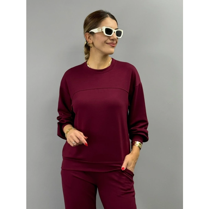 MARSiLYAN- Kadın Uzun Kollu Bisiklet Yaka Viskon Iki Iplik Bluz Ve Pantolon Ikili Takım