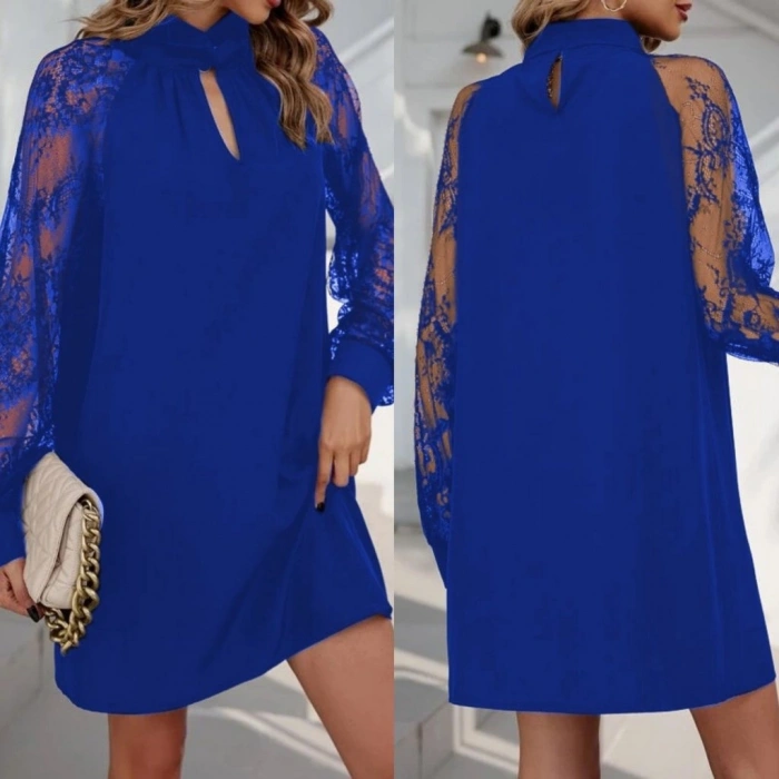 MARSiLYAN- Kadın Uzun Kollu Damla Detaylı Sandy Mini Elbise