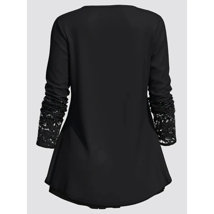 MARSiLYAN- Kadın Uzun Kollu Dantel Detaylı Düğmeli Viskon Bluz