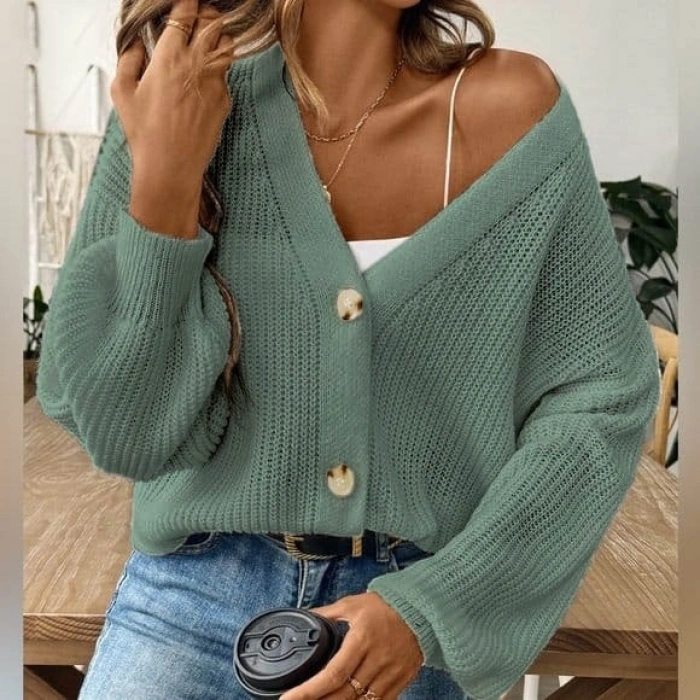 MARSiLYAN- Kadın Uzun Kollu Düğme Detay Triko Bluz