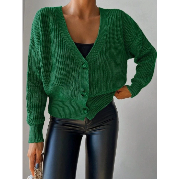 MARSiLYAN- Kadın Uzun Kollu Düğme Detay Triko Hırka