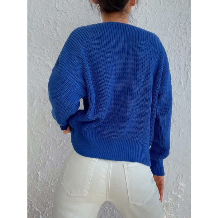 MARSiLYAN- Kadın Uzun Kollu Düğme Detay Triko Hırka