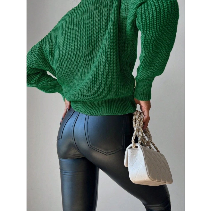 MARSiLYAN- Kadın Uzun Kollu Düğme Detay Triko Hırka