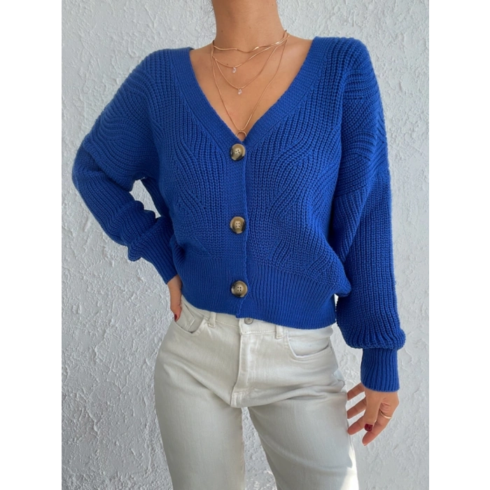 MARSiLYAN- Kadın Uzun Kollu Düğme Detay Triko Hırka