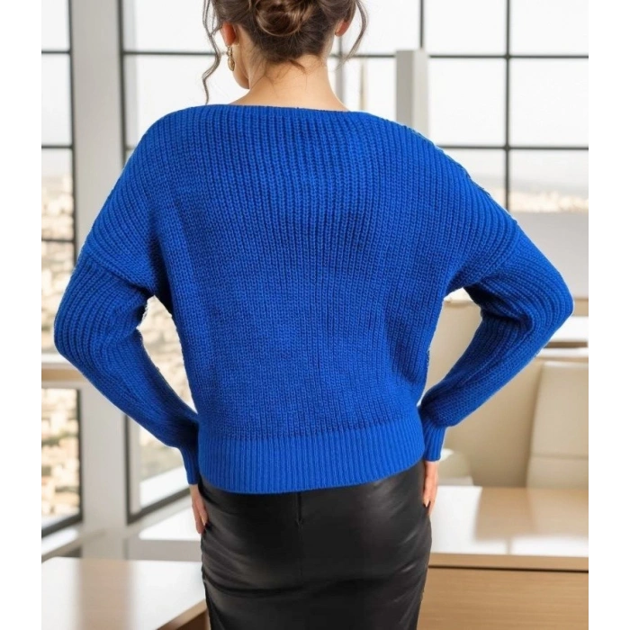 MARSiLYAN- Kadın Uzun Kollu Düğme Detay Triko Hırka