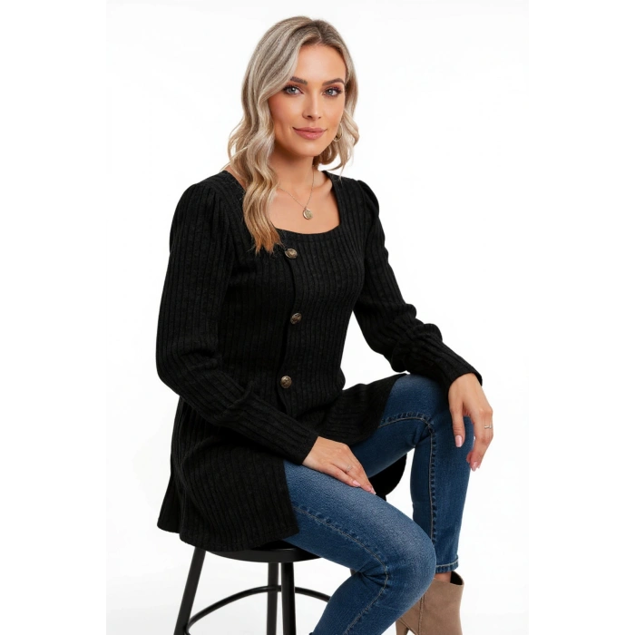 MARSiLYAN- Kadın Uzun Kollu Düğmeli Mevsimlik Bluz – Yumuşak Dokulu, Esnek ve Sıcak Tutan Kumaş