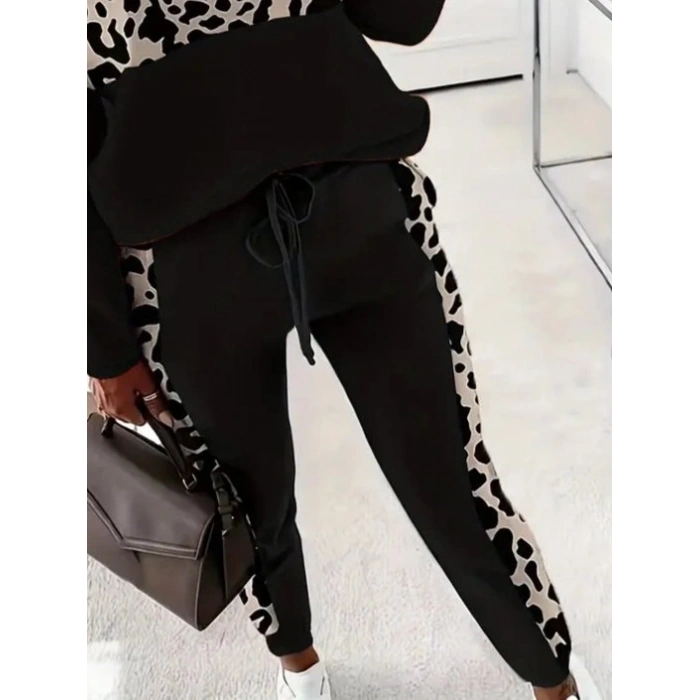 MARSiLYAN- Kadın Uzun Kollu Fermuarlı Karışık Desenli Viskon Iki Iplik Bluz Ve Pantolon Ikili Takım