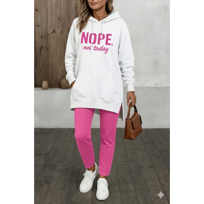 MARSiLYAN- Kadın Uzun Kollu Kapşonlu Bağcıklı Viskon Iki Iplik Sweat