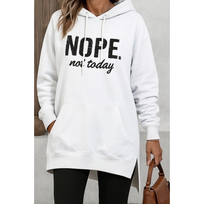 MARSiLYAN- Kadın Uzun Kollu Kapşonlu Bağcıklı Viskon Iki Iplik Sweat