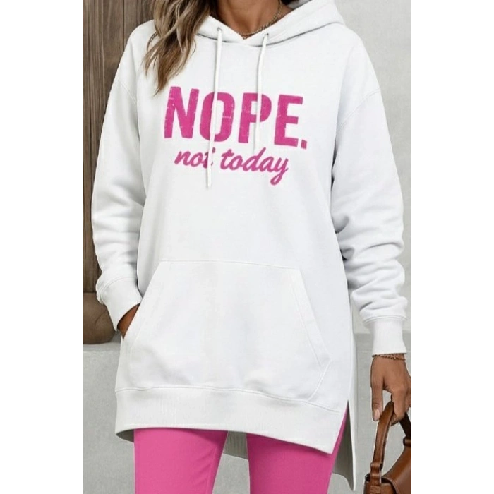 MARSiLYAN- Kadın Uzun Kollu Kapşonlu Bağcıklı Viskon Iki Iplik Sweat