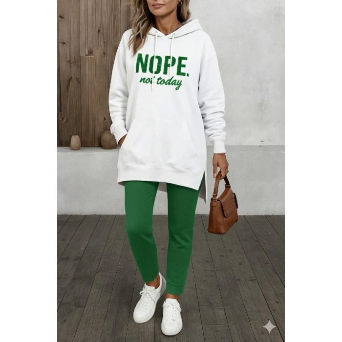 MARSiLYAN- Kadın Uzun Kollu Kapşonlu Bağcıklı Viskon Iki Iplik Sweat