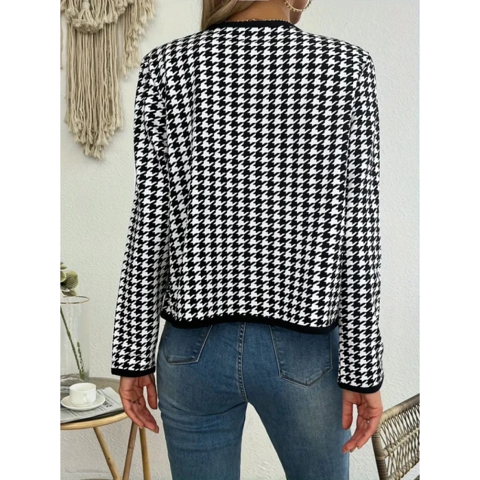 MARSiLYAN- Kadın Uzun Kollu Kaz Ayağı  şardonlu Dalgıç Ceket