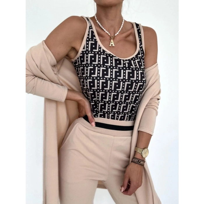 MARSiLYAN- Kadın Uzun Kollu Krep üçlü Takım