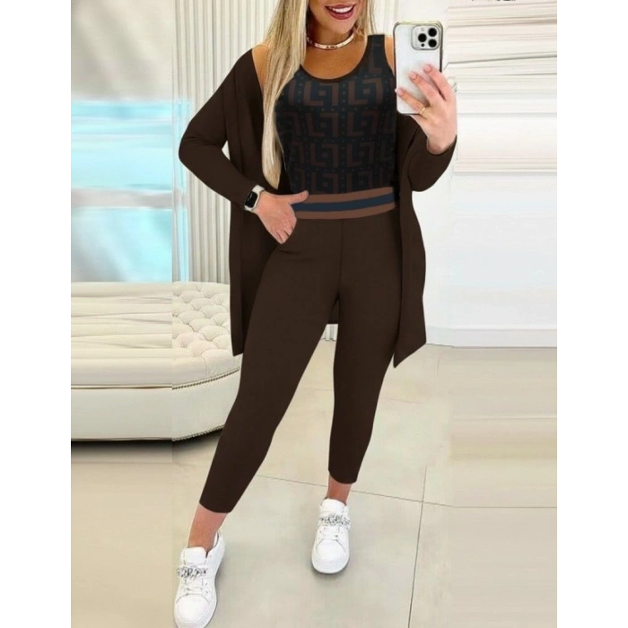 MARSiLYAN- Kadın Uzun Kollu Krep üçlü Takım