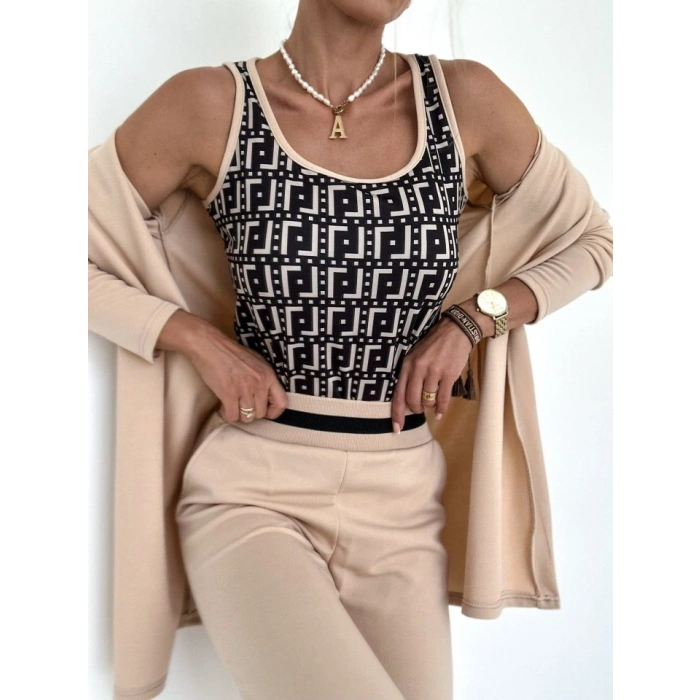 MARSiLYAN- Kadın Uzun Kollu Krep üçlü Takım