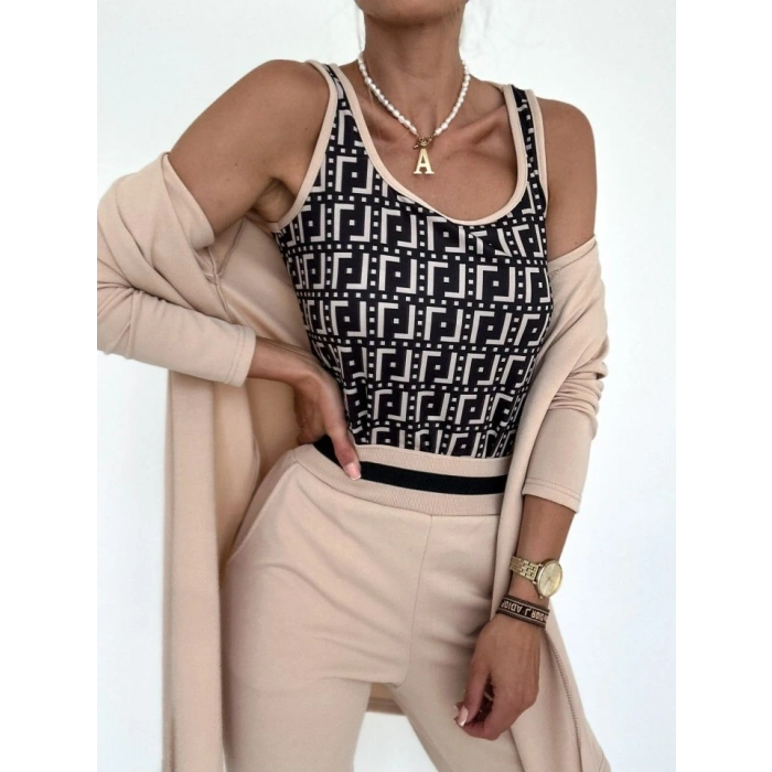 MARSiLYAN- Kadın Uzun Kollu Krep üçlü Takım